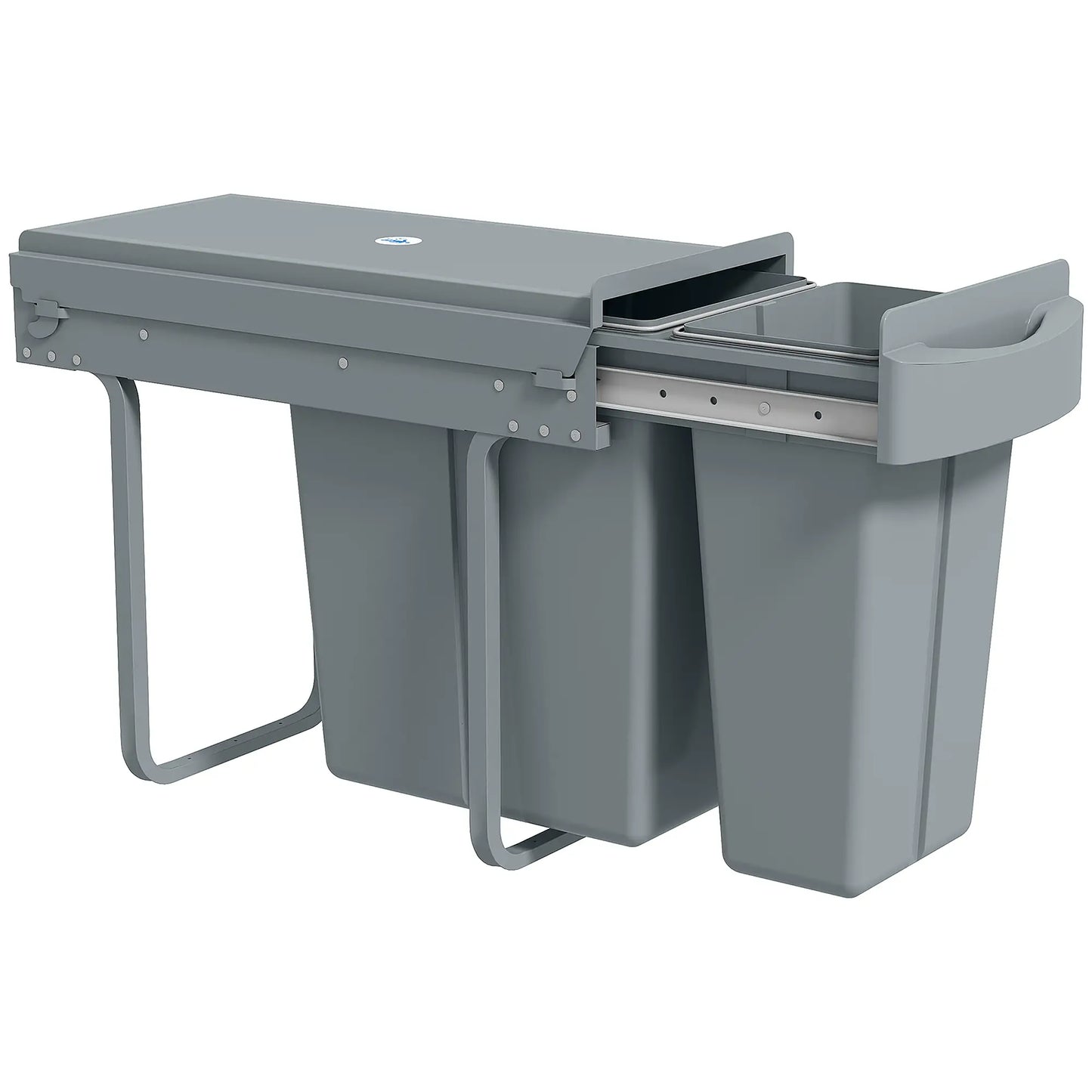 Pull Out Garbage Bin for Kitchen, 30L Under Sink Garbage Can, 2 Removable Compartments, Grey Household Supplies at Gallery Canada