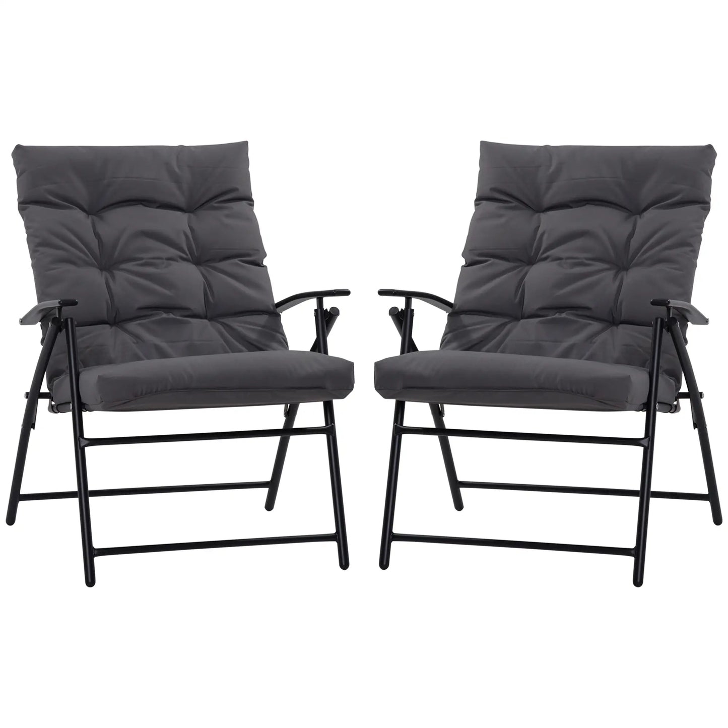 Outdoor Folding Chairs, Adjustable Backrest, Padded, Set of 2, Grey Patio Chairs at Gallery Canada