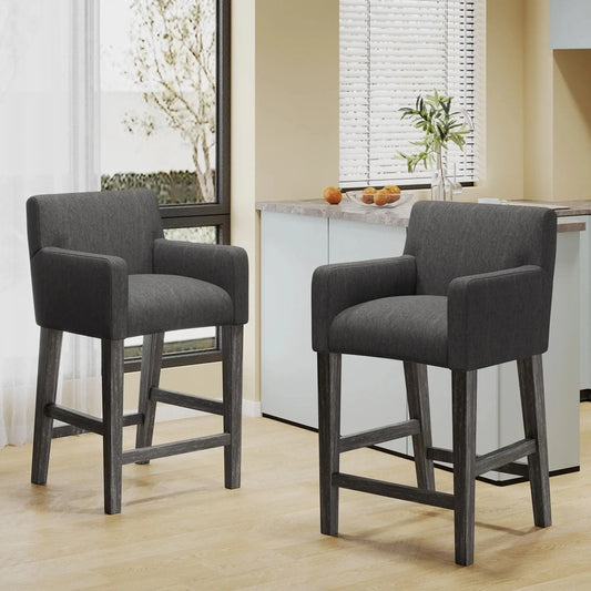Upholstered Counter Stools, Rubberwood Frame, 24×23×39.5 inch, Charcoal Bar Stools Charcoal at Gallery Canada