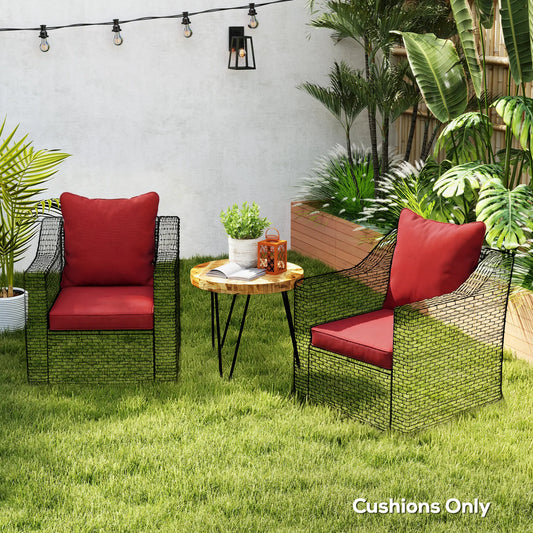 Patio Chair Cushions Set, 2 Seat Cushion Back Pillows, Wine Red Patio Chair Cushions Wine Red at Gallery Canada