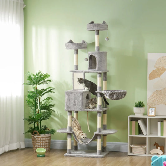 81" Large Cat Tree, Scratching Posts, Condos, Beds, Hammocks, Light Grey Cat Towers Light Grey, Cream White at Gallery Canada