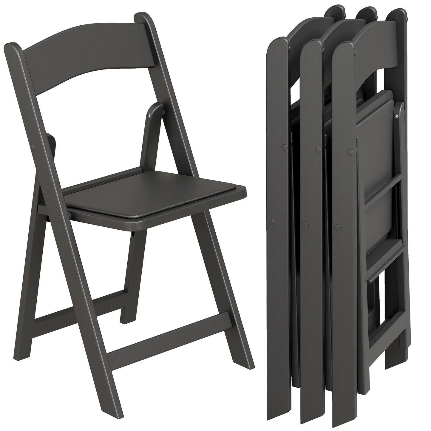 4 Pack Folding Chairs, Foldable Resin Chair with Padded Seat, Portable Indoor Outdoor Seat for Office Events Dining Dining Chairs at Gallery Canada