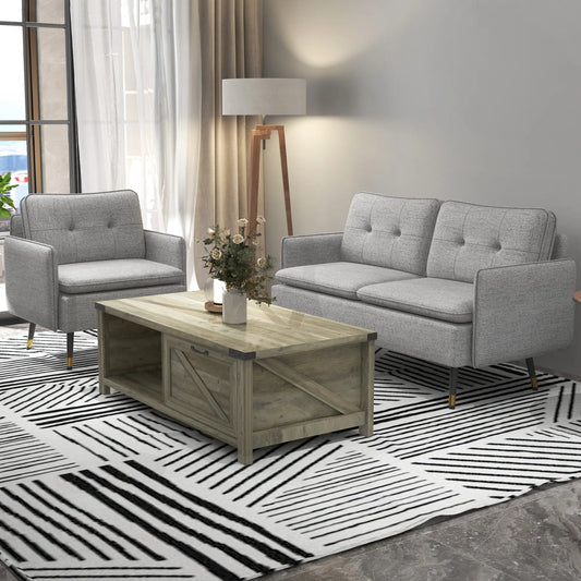 55" Loveseat Sofa, Modern Upholstered Small Couch, Grey 2-Seater Sofas Grey at Gallery Canada