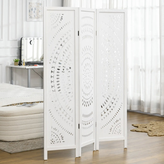 3 Panel Room Divider, 5.6 Ft Tall, Portable Folding Privacy Screen, White Room Dividers White at Gallery Canada