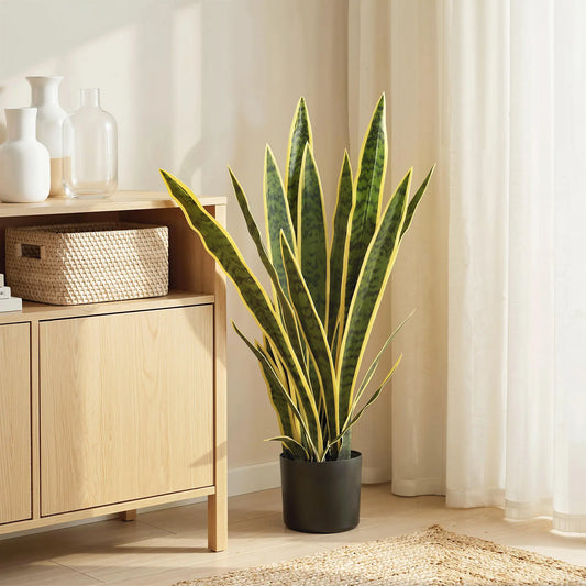 Plante Serpent Artificielle de 30", 21 Feuilles en Pot, Verte