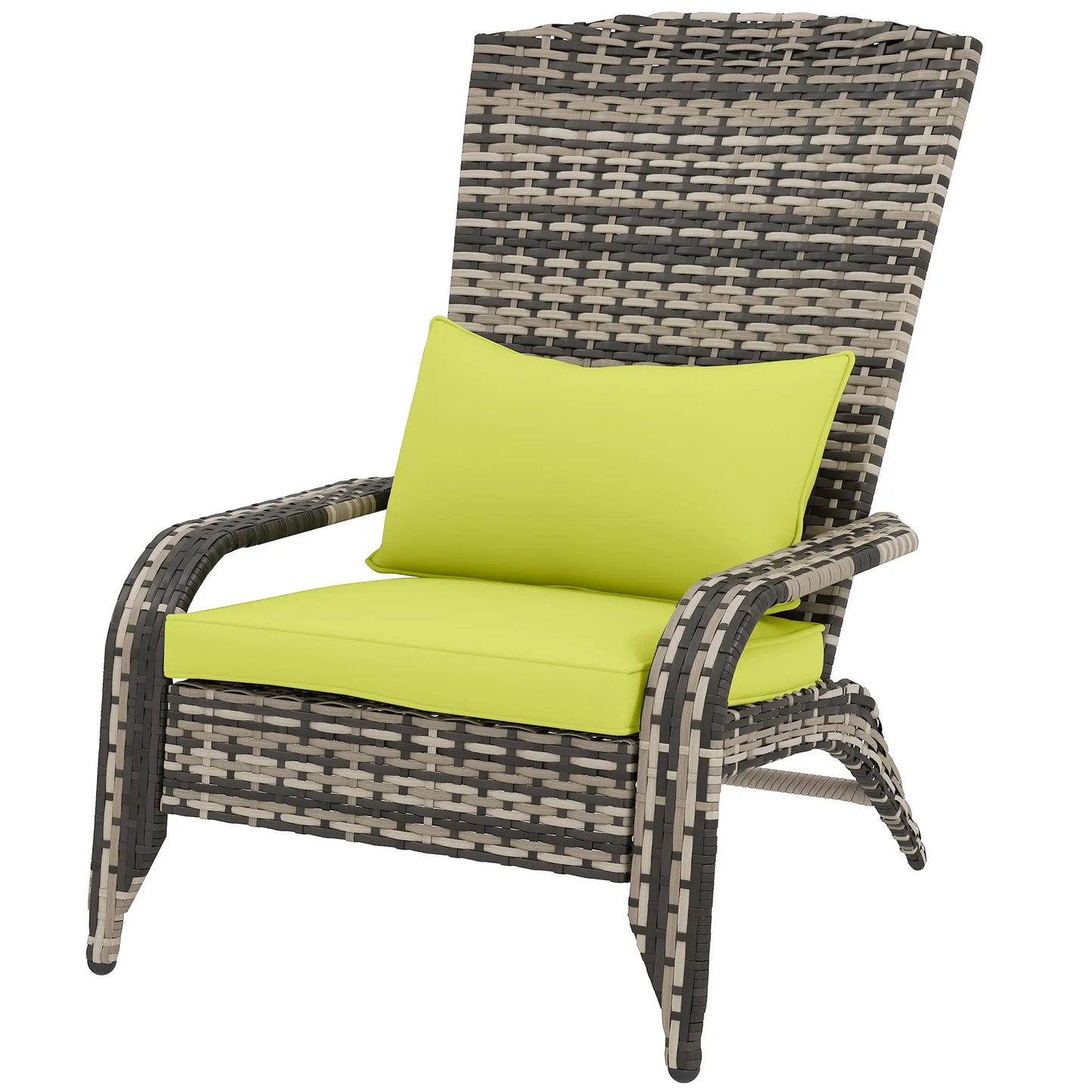 Patio Wicker Adirondack Chair, Outdoor PE Rattan, w/ Cushions, Green Patio Chairs at Gallery Canada