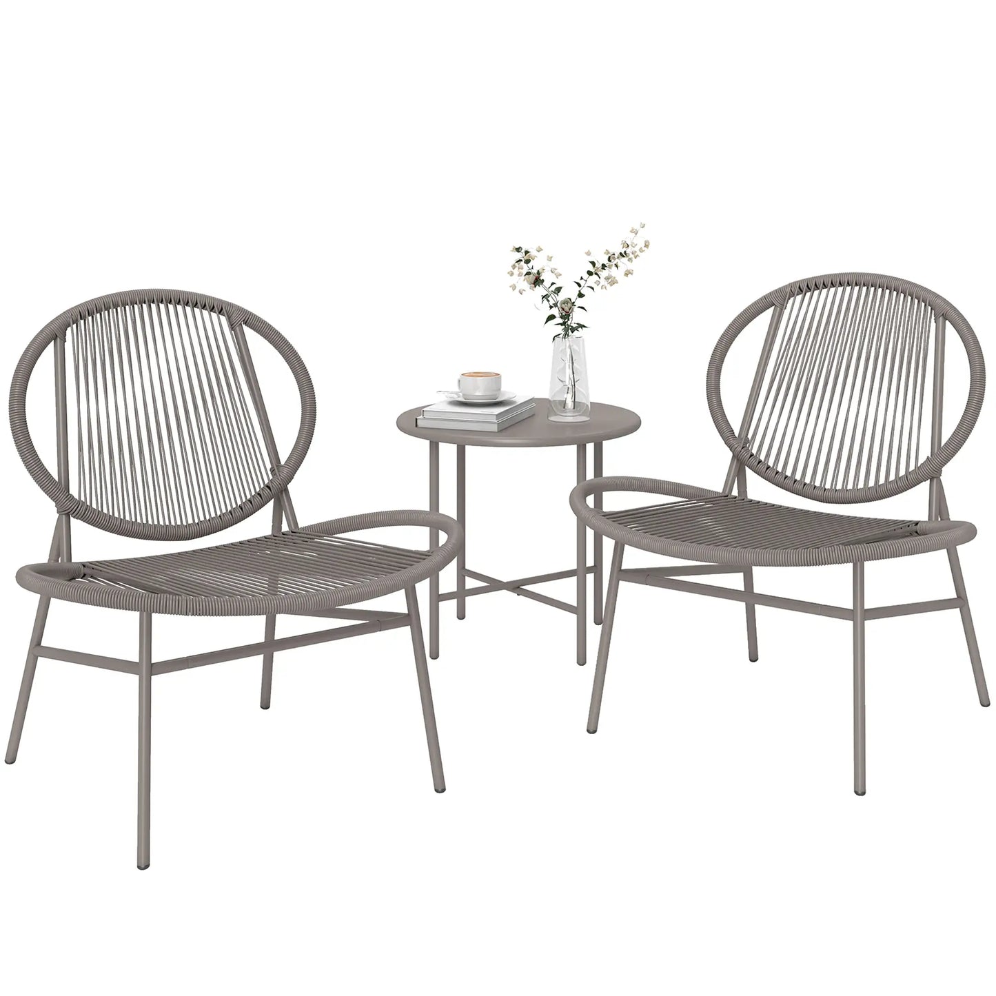 Rattan Bistro Set, 3 Piece Wicker Patio Furniture, Light Grey Bistro Sets at Gallery Canada