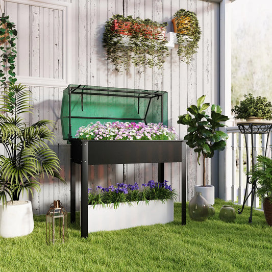 Raised Garden Bed Planter With PE Cover, Elevated Box With Drainage, Black Raised Garden Beds Black, Green at Gallery Canada