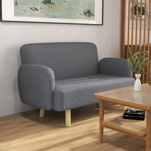 Velvet Fabric 2 Seater Sofa, Small Loveseat 8.3" Thick, Grey 2-Seater Sofas Grey at Gallery Canada