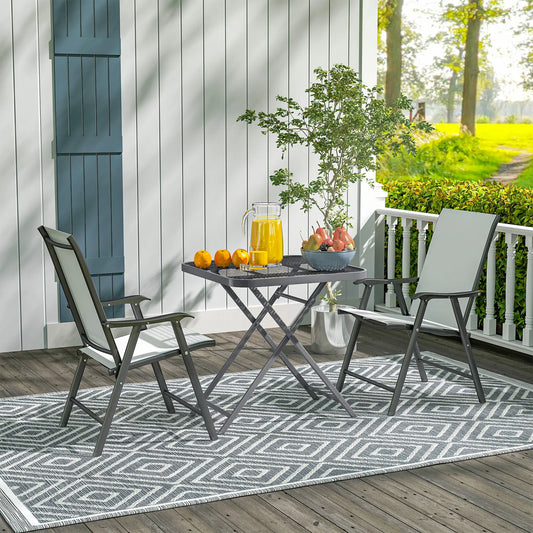 27.5" Square Outdoor Folding Table, Grid Rattan-Like Top, Light Grey Patio Dinning Tables Light Grey at Gallery Canada
