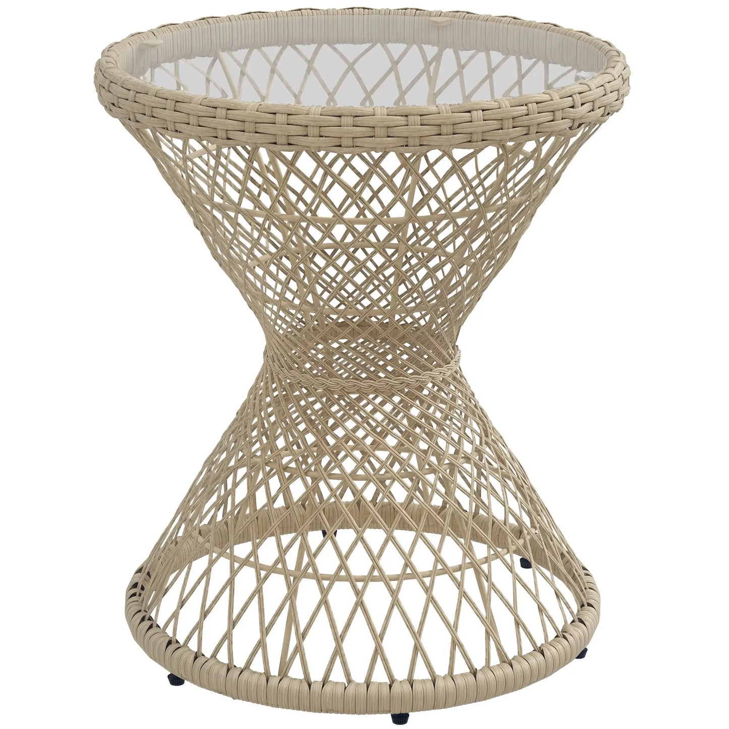 Wicker Outdoor Coffee Table, 18" Round Drum Style, Light Brown Patio Side Tables at Gallery Canada