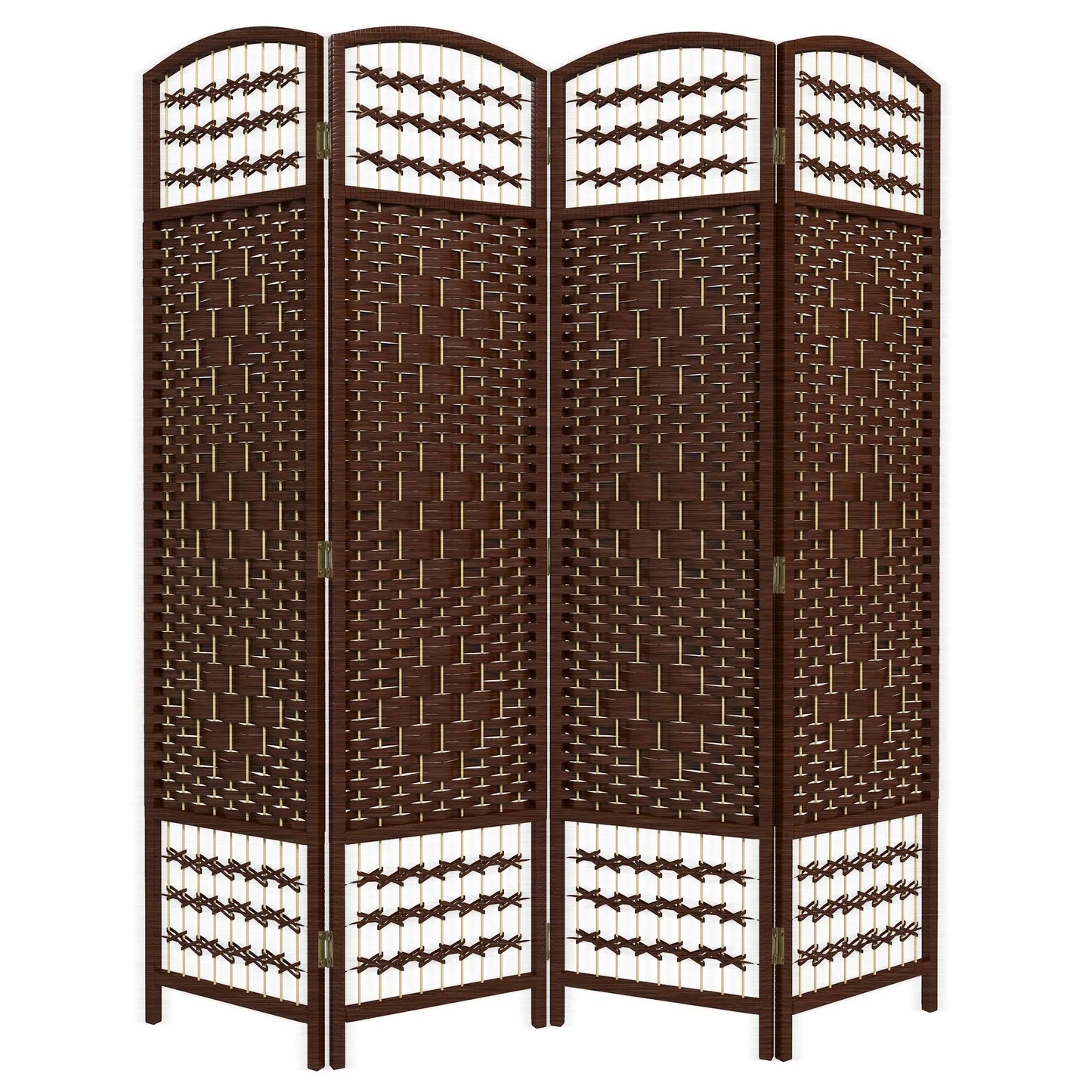 4 Panel Folding Room Divider, Portable Privacy Screen, Brown