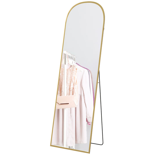 Arched Standing Mirror, 64" x 20" Full Length Mirror, Free Standing or Wall Mounted for Living Room, Bedroom, Gold