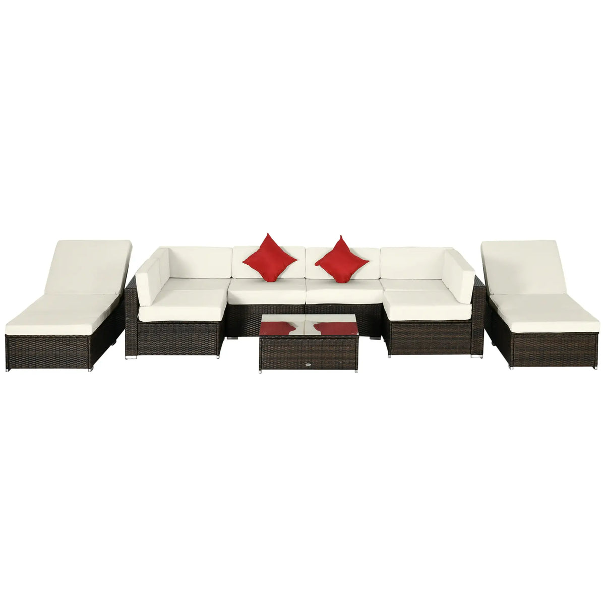 9 Piece Wicker Patio Set, Cream White Patio Furniture Sets at Gallery Canada