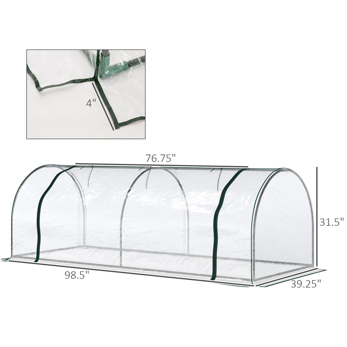 99" x 39" x 32" Mini Greenhouse Portable Hot House for Plants with Zippered Doors for Outdoor, Indoor, Garden, Clear at Gallery Canada