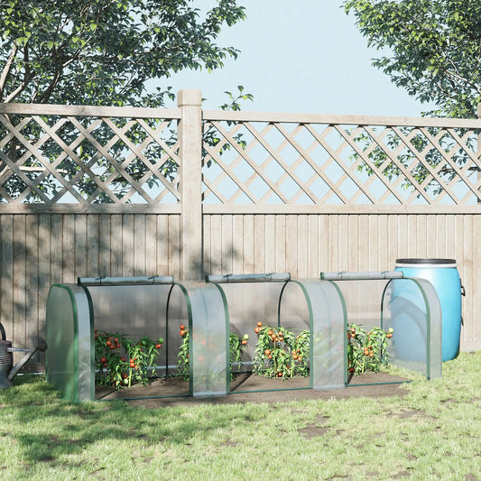 10' x 3' x 2.5' Mini Tunnel Greenhouse, 3 Zipped Doors, Clear Mini Greenhouses Dark Green, Clear at Gallery Canada