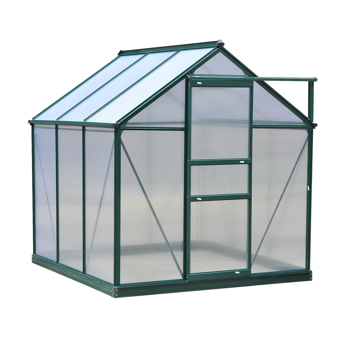 6.2' x 6.3' x 6.6' Clear Polycarbonate Greenhouse, Galvanized Frame, Slide Door Walk In Greenhouses at Gallery Canada