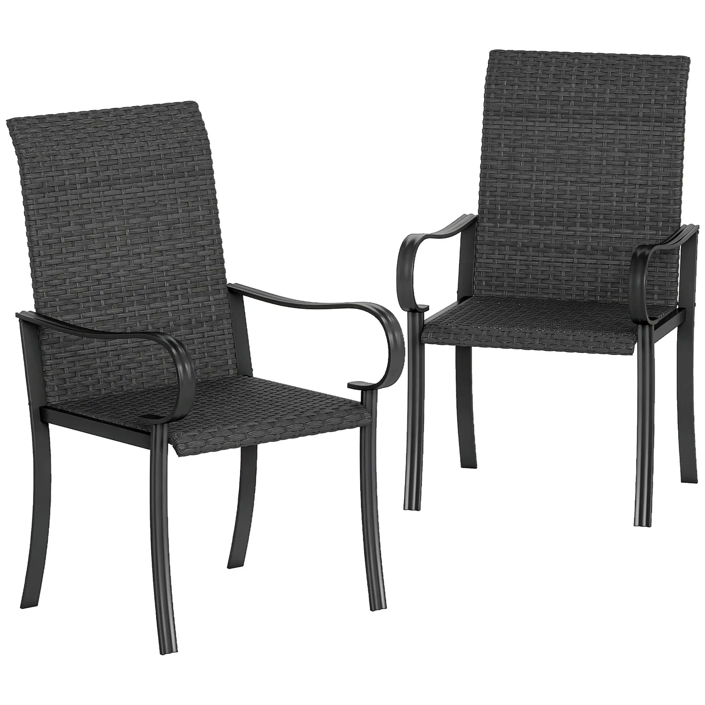 2 PE Rattan Patio Dining Chairs, Steel Frame, Garden, Backyard, Black Patio Chairs at Gallery Canada