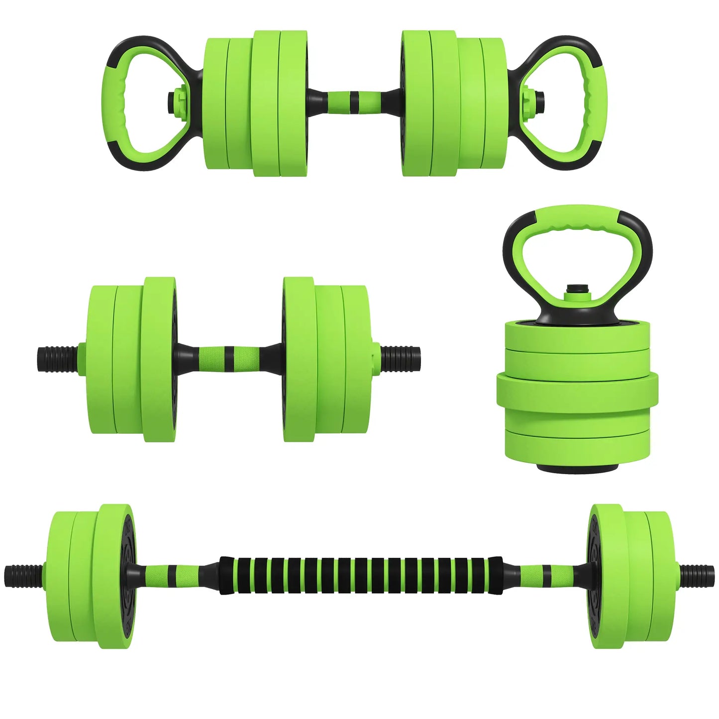 44lbs Adjustable Weight Dumbbell Set, Barbell, Kettlebell, Push Up Stand, Green Dumbbells & Barbells at Gallery Canada