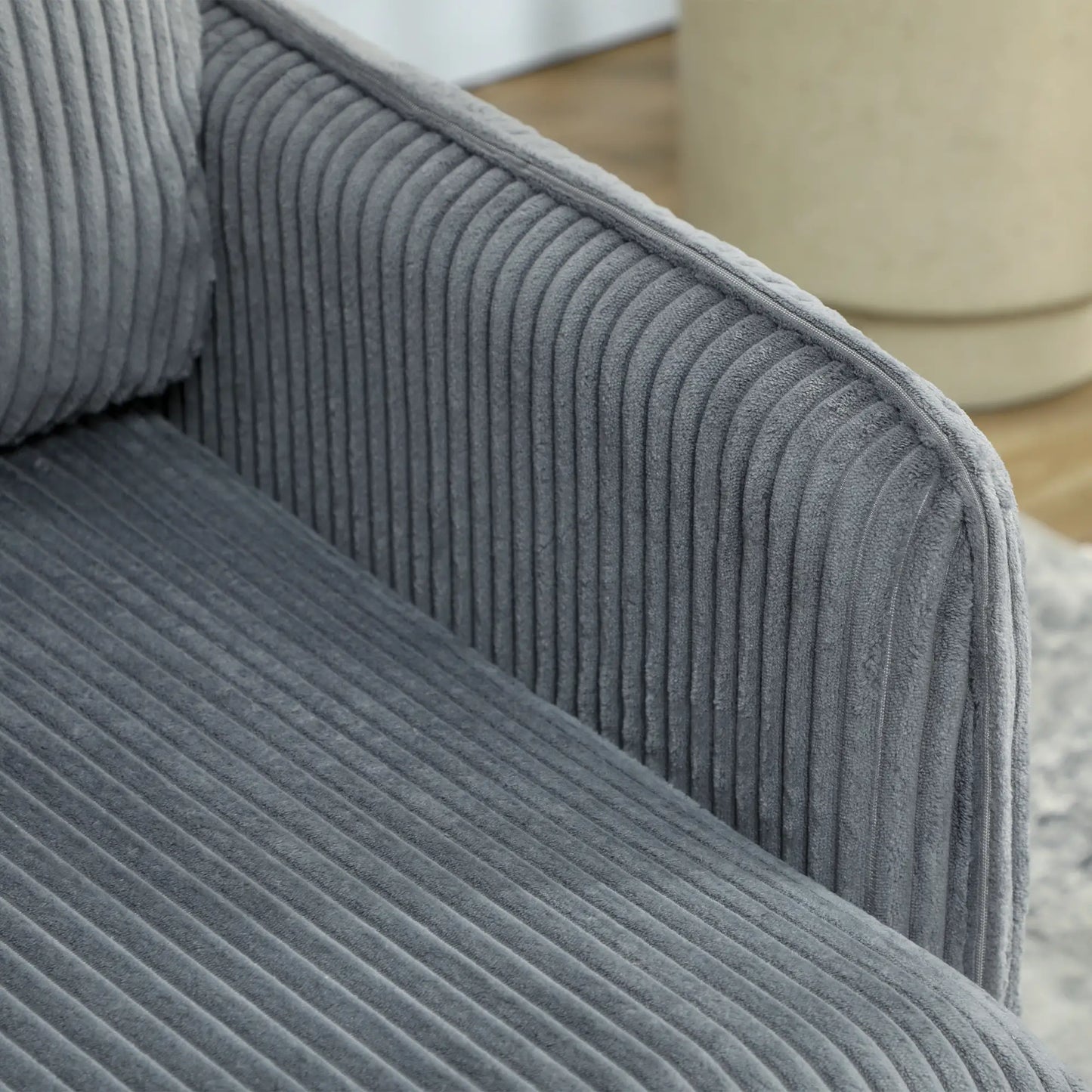 55" Loveseat Sofa, Corduroy, Steel Legs, Button Tufting, Dark Grey 2-Seater Sofas at Gallery Canada