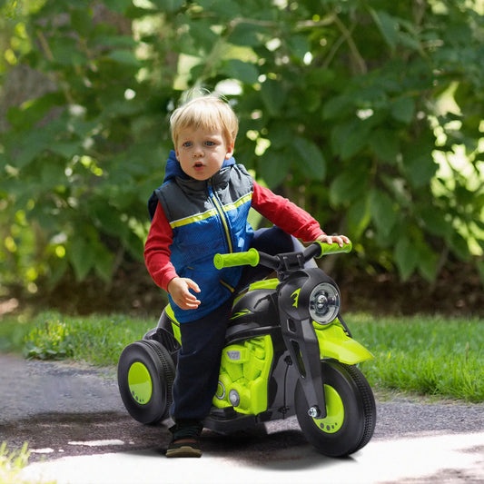 Electric Motorcycle for Kids, 6V, LED Headlight, Music, Pedal, Green Electric Motorcycles Green at Gallery Canada