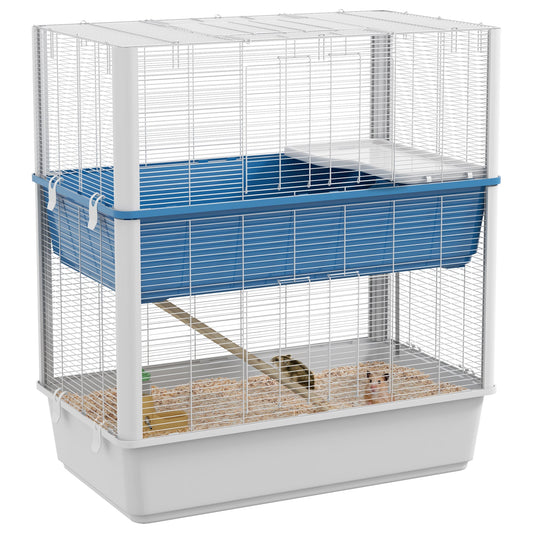 Large Hamster Cage with Accessories, Rat Cage Gerbil Habitat with Detachable Bottom, Ramps, Platform, Food Bowl, Water Bottle, 31" x 18" x 35" - Gallery Canada
