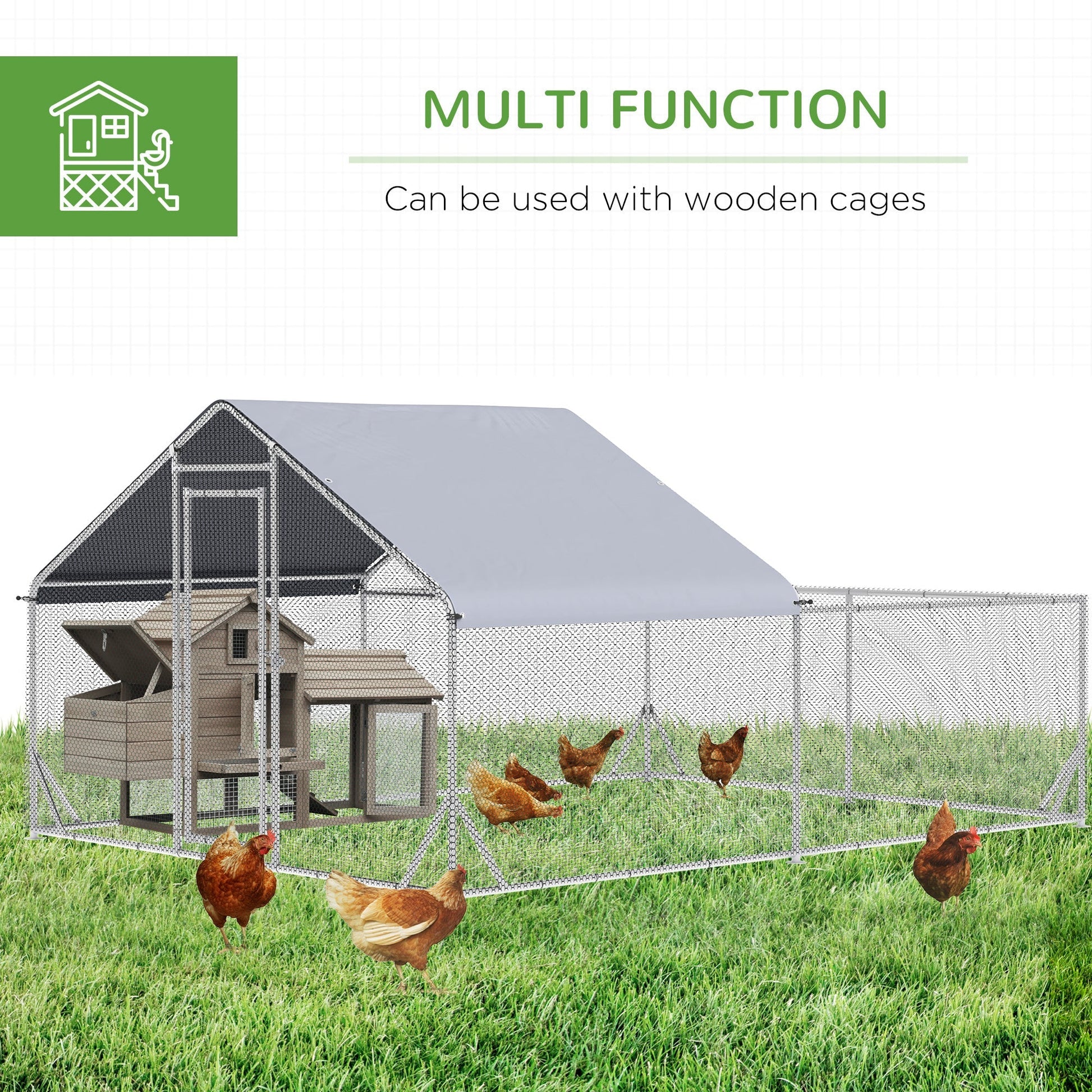 Large Metal Chicken Coop, Hen Run House with Anti-Ultraviolet Cover, Walk-in Poultry Cage for Ducks, Rabbits, Outdoor Backyard Farm, 13.1' x 9.8' x 6.4' at Gallery Canada