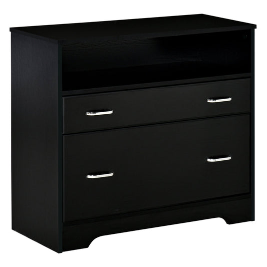 Lateral File Cabinet with 2 Drawers, Filing Cabinet for Hanging Letter Sized Files, Office Printer Stand, Black at Gallery Canada