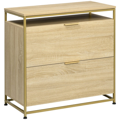 Lateral Filing Cabinet, 2 Drawers File Cabinet with Hanging Bars for A4 and Letter Size, Printer Stand for Home Office, Natural Tone at Gallery Canada