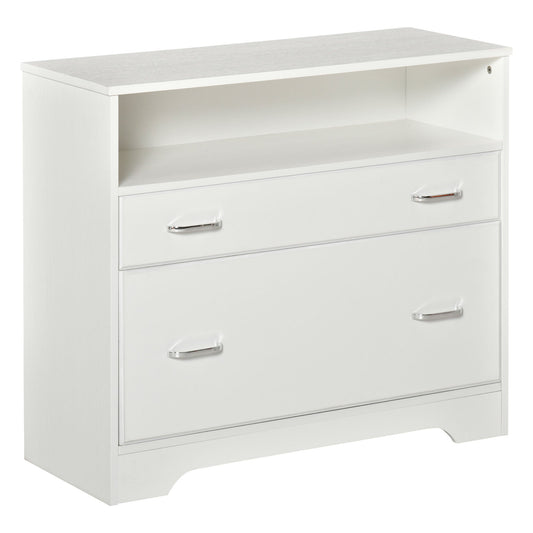 Lateral Filing Cabinet with 2 Drawers, File Cabinet for Hanging Letter Sized Files, Office Printer Stand, White at Gallery Canada
