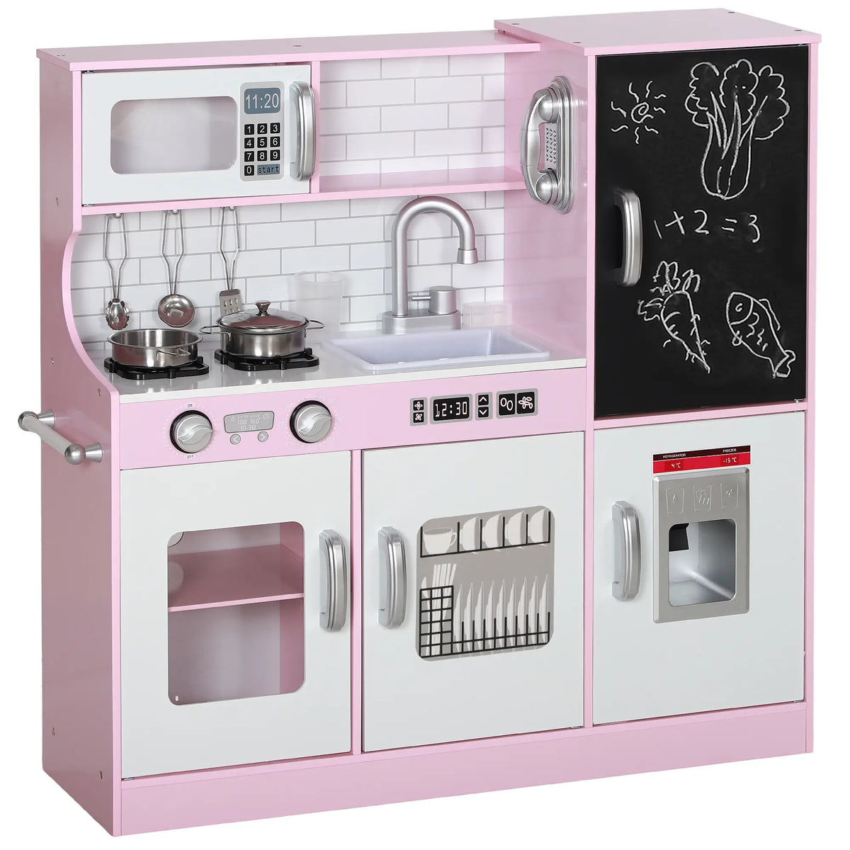 Kids Play Kitchen with Chalkboard, Ice Maker, Sink, Microwave Play Kitchen at Gallery Canada