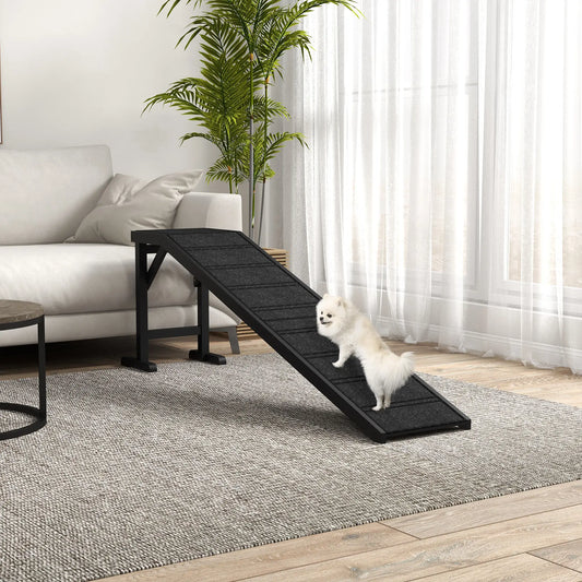 Pet Ramp Bed Steps, Non-Slip Carpet Top, Pine Wood, 74"L x 16"W x 25"H, Black Dog Stairs Black at Gallery Canada