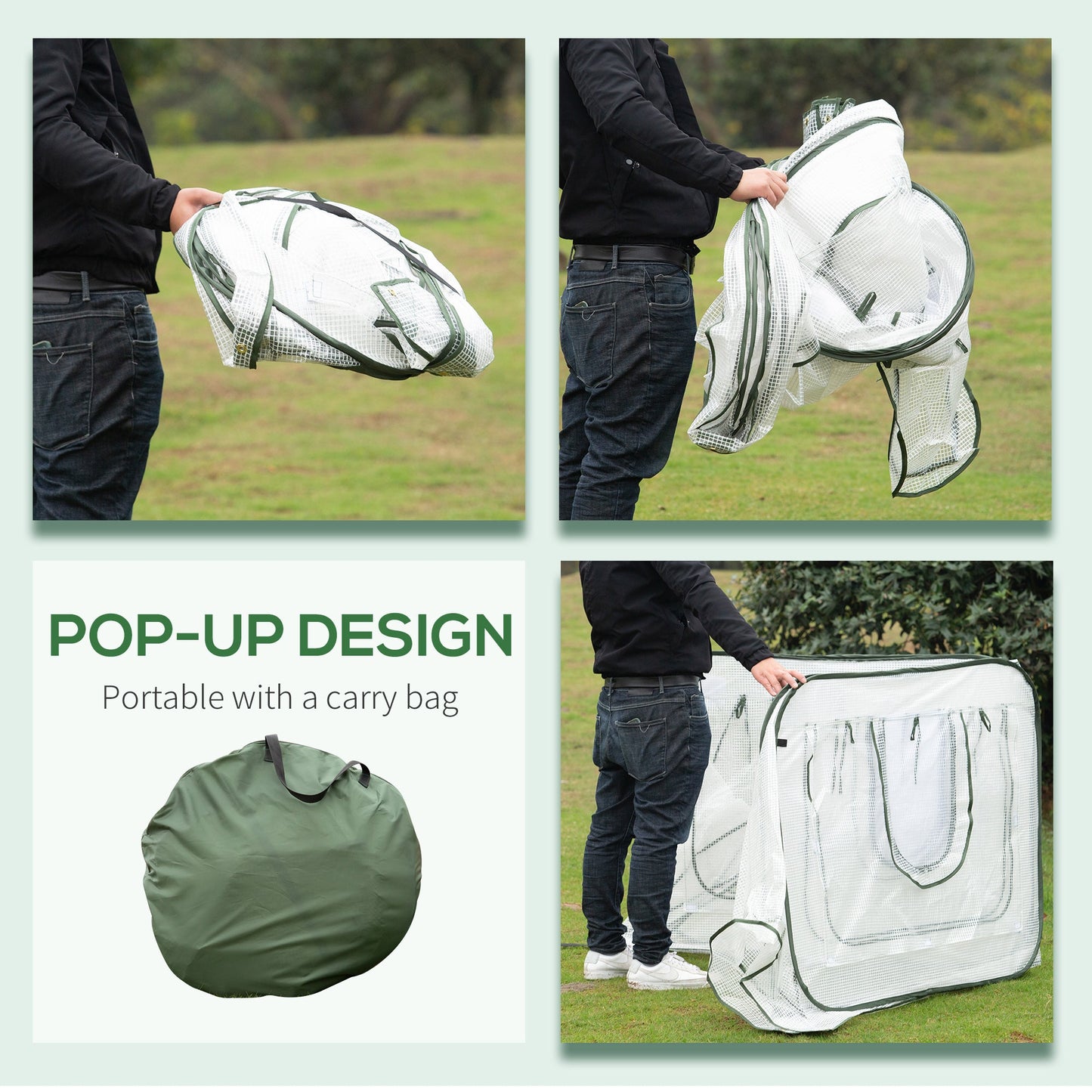 95" x 47" x 30" Pop Up Mini Greenhouse with Roll Up Doors &; Portable Zipper Bag for Plants Outdoor, PE Cover at Gallery Canada