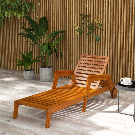 Wood Lounge Chair, 3-Position Adjustable, Orange Lounger Chairs Orange at Gallery Canada