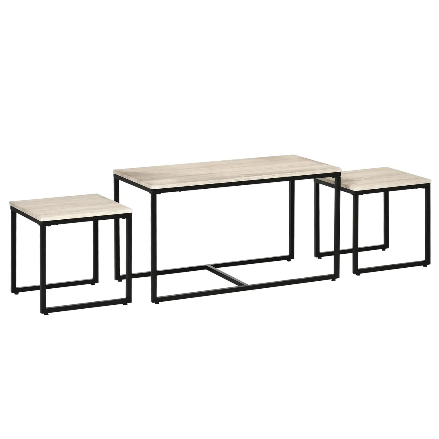 Nesting Coffee Table Set of 3, Metal Frame, Natural, Black Coffee Tables at Gallery Canada