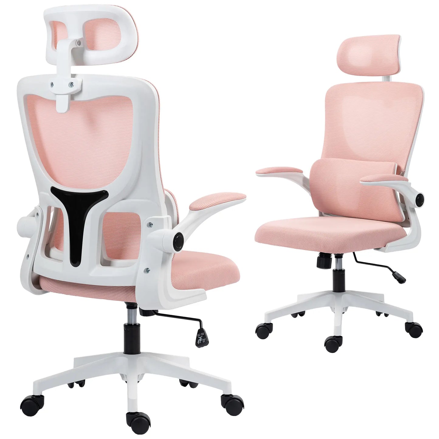 Mesh Office Chair, High Back with Headrest, Lumbar Support, Adjustable Height, Pink Executive & Manager Chairs at Gallery Canada