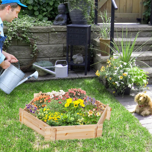 39" x 36" Hexagon Planter Box, Raised Garden Bed, Herb Garden Wooden Planter Boxes Natural at Gallery Canada