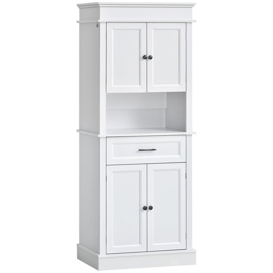 72"H Modern Freestanding Kitchen Pantry Cabinet Cupboard with Doors, Open and Adjustable Shelves, White - Gallery Canada