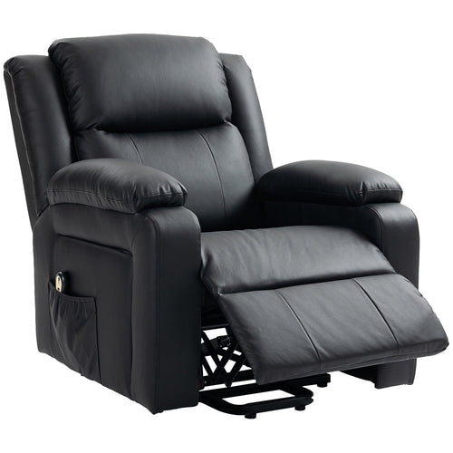 Lift Chair for Seniors, PU Leather Upholstered Electric Recliner Chair with Remote, Side Pockets, Quick Assembly, Black