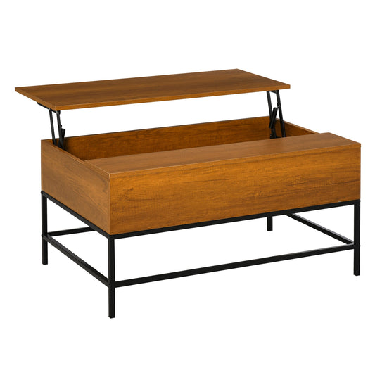 Lift Top Coffee Table with Hidden Storage Compartment Lift Tabletop Center Table for Living Room, Teak - Gallery Canada