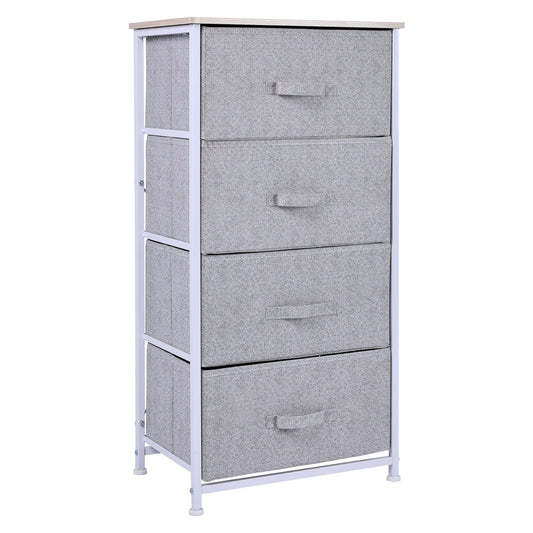 Linen Drawer Cabinet Organizer Storage Dresser Tower with 4 Removable Drawer Metal Frame Adjustable Feet for Living Room, Kitchen, Bathroom, White - Gallery Canada