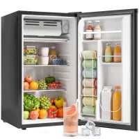 3.2 Cu Ft Mini Fridge, Single Door Compact Refrigerator, Black, Black