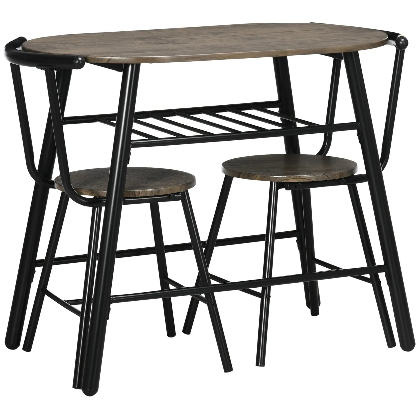 3-Piece Oval Dining Table Set, 2 Chairs, Metal Frame, 35.4" x 19.7" x 29.5" Bar Sets at Gallery Canada