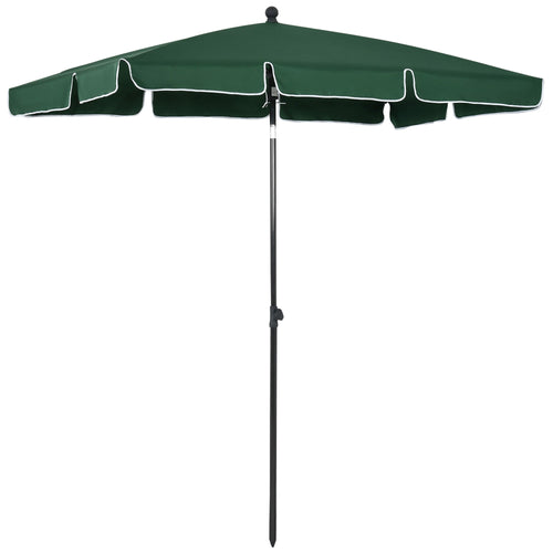 6.5x4ft Rectangle Patio Umbrella Aluminum Tilt Adjustable Garden Parasol Sun Shade Outdoor Canopy Green