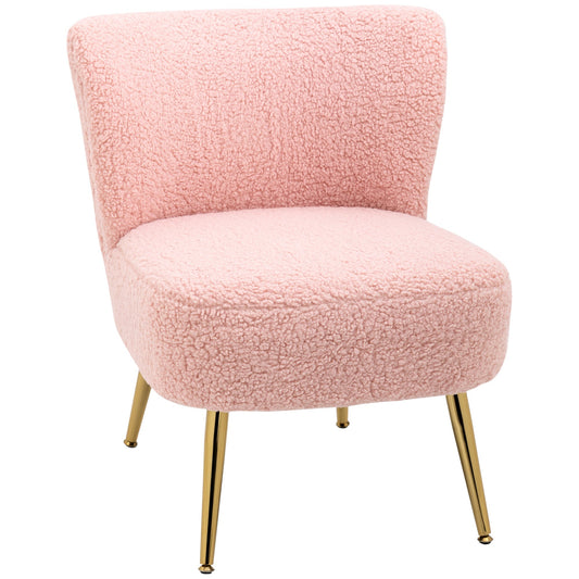 Lounge Chair for Bedroom Living Room Chair with Soft Upholstery and Gold Legs Pink - Gallery Canada