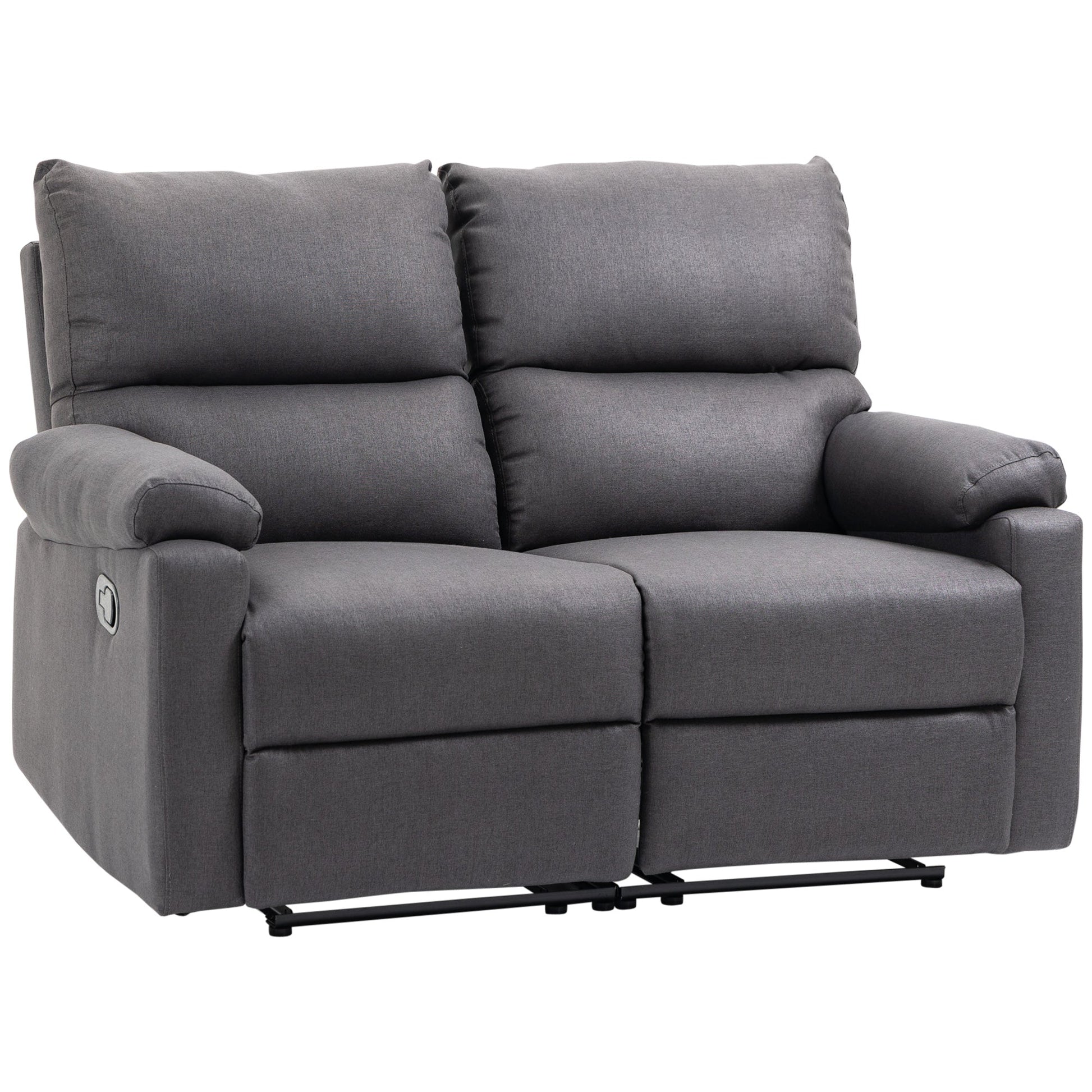 Loveseat Recliner Sofa, 2 Seater Reclining Chair with Footrest and Split Backrest, Dark Grey - Gallery Canada