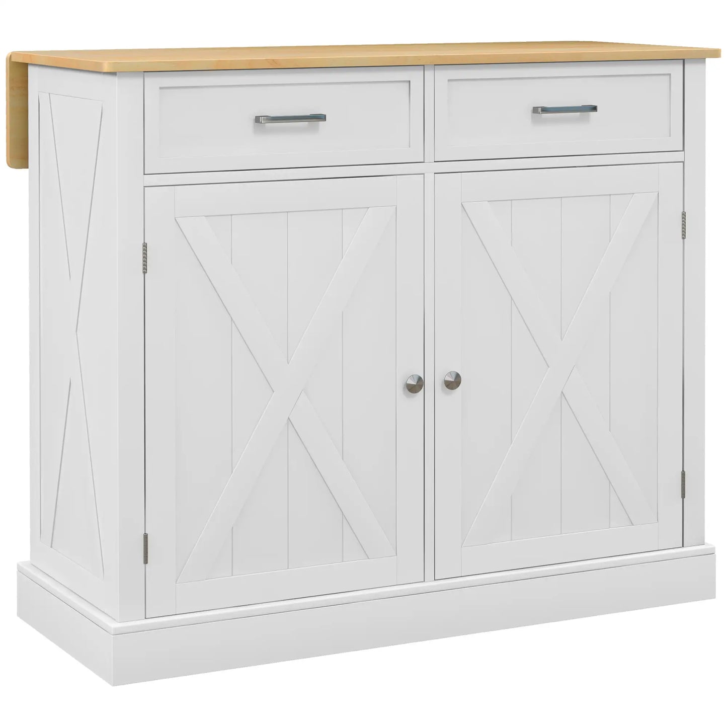 Rolling Kitchen Island, Drop Leaf, 2 Drawers, Adjustable Shelves, White Kitchen Islands & Kitchen Carts at Gallery Canada