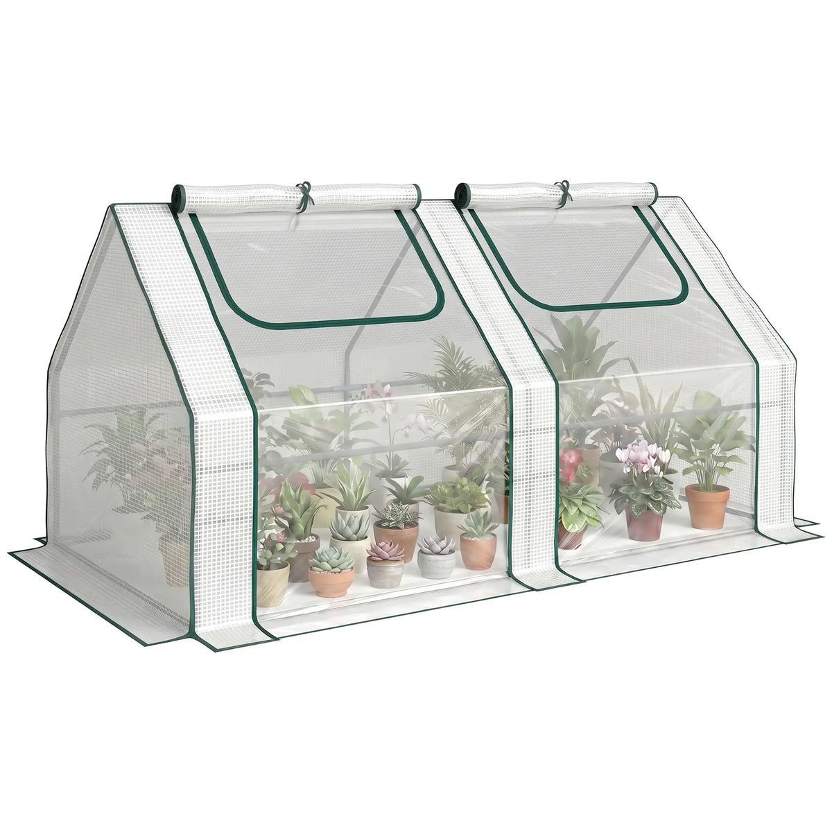 6' x 3' x 3' Portable Mini Greenhouse, 2 PE Covers, Steel Frame, White Mini Greenhouses at Gallery Canada
