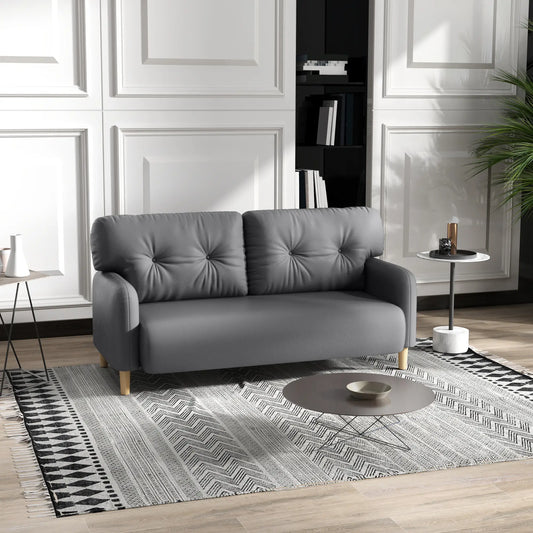 58" 2 Seat Sofa, Modern Love Seat, Upholstered Couch, Solid Wood Frame, Grey 2-Seater Sofas Grey at Gallery Canada