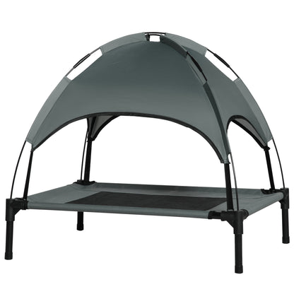 Elevated Dog Bed with Canopy, Portable Raised Dog Cot for M Sized Dogs, Indoor &; Outdoor, 30" x 24" x 29", Grey at Gallery Canada